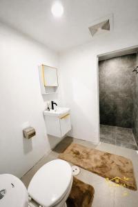 a bathroom with a toilet and a sink and a shower at Pruksa Place Udon Thani in Udon Thani +14 photos