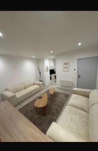 a living room with two couches and a table at Grande rue in Roubaix