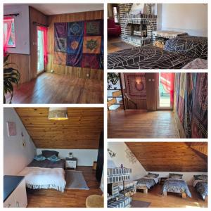 a collage of four pictures of a room at Siedlisko Bliss Garden Retreat House ZielonoMi in Lengenquell