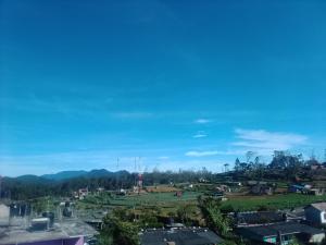 a view of a city with mountains in the background at Ambewela Pattipola snowflak rest in Nuwara Eliya