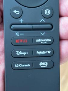 a person holding a remote control in their hand at Ferienhaus Mützenzauber in Filzmoos +43 photos