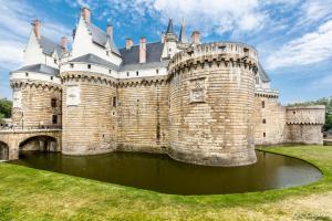 a castle with a pool of water in front of it at Parking gratuit, garage vélo privatif, proche tramway in Rezé