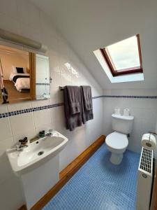 a bathroom with a sink and a toilet and a window at ABC House in Dublin