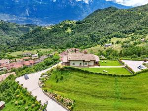 an aerial view of a small village in the mountains at Agriturismo Hegemone in Tremosine Sul Garda