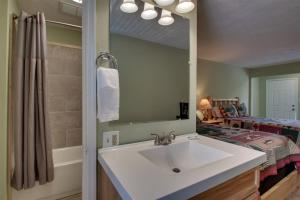 a bathroom with a sink and a mirror at Bavarian Brook 7A in Helen