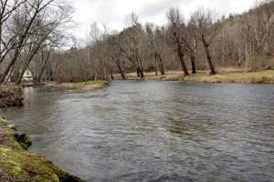 a river with trees on the side of it at Rivers Edge 802b in Helen