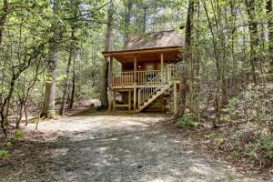 a log cabin in the middle of the woods at Bavarian Hideaway 24 in Sautee Nacoochee