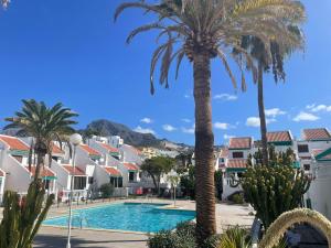 a resort with a palm tree and some buildings at La Playa in Adeje