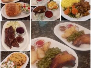 a collage of different pictures of plates of food at Pleasant Waters Lodge & Conference Venue in Durban