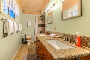 a bathroom with a large sink and a toilet at Aunt Ginnys River View in Monte Rio +38 photos