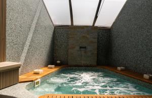 a hot tub in a room with a skylight at Albergo dell'Agenzia in Bra