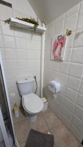 a small bathroom with a toilet in a room at Casa India in Assemini