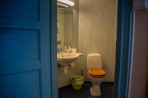 a bathroom with a toilet and a sink at Arran Nordkapp in Honningsvåg +71 photos