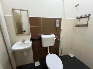 a small bathroom with a toilet and a sink at Homestay Adelia SI in Seri Iskandar