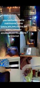 a collage of three pictures of a pizza oven at Cande in Parana