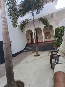 a palm tree in front of a building at Lotus palm in Deoghar