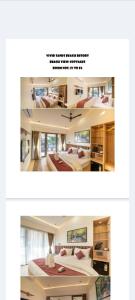 two pictures of a bedroom with two beds at Vivid sand beach resort in Revadanda