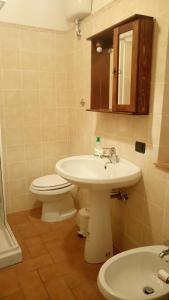 a bathroom with a sink and a toilet at B&b La Casa Del Sole in Borgaria