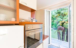 a kitchen with an oven and a window at Rio Molino 1 in Stresa