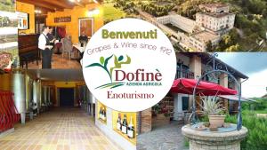 a collage of photos of a wine shop and a building at Enoturismo Dofinè in Due Carrare