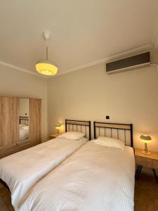 two beds sitting next to each other in a bedroom at B2 Pausilipon Park Corner in Karditsa