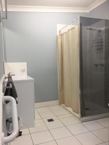 A bathroom at Clarence Head Caravan Park