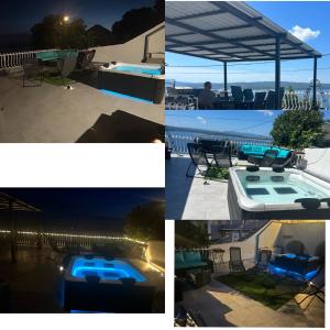 a collage of pictures of a pool and a house at Apartman Dramalj in Dramalj