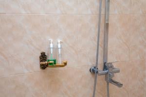 two bottles on a soap dispenser in a shower at Arusha Oasis Executive Residence in Arusha +34 photos