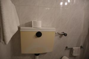 un bagno con un water con un rotolo di carta igienica di Hotel Peninsular- Porto a Porto
