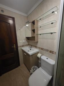a bathroom with a toilet and a sink at Apartamentos Camino Inglés 3 in O Mesón Do Vento 