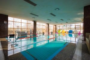a large swimming pool with glass floors and windows at Hotel Terra Balneo in Galaţi