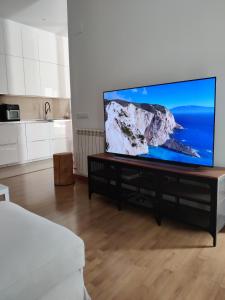 a living room with a large flat screen tv at Apartamento Moderno en el Centro Navarrete in Navarrete