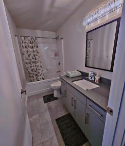 a bathroom with a sink and a toilet and a tub at Atare Suite in Saskatoon +16 photos