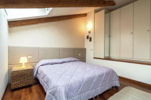 a bedroom with a large bed and a mirror at Residence La Mason in Montebello Vicentino