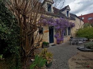 a house with purple wisteria on the side of it at Gîte des remparts in Bèze