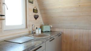 a bathroom with a sink and a window and wooden walls at Aglamp Almaty in Besqaynar +114 photos