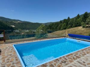 a swimming pool with a view of a mountain at Casa Teodora in Albac