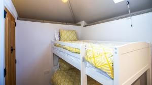 a white bunk bed in a small room at The Cartshed in Llanvetherine