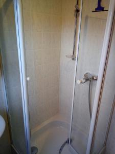 a bathroom with a shower and a bath tub at Ferienwohnung Bermbach in Weilburg