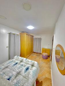 a bedroom with a bed and a mirror in it at Yellow House on the Nile in Luxor +65 photos
