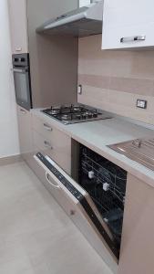 a kitchen with a stove and an oven at Alisia Apartment in Rossano Stazione
