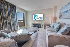 a living room with two couches and a table at Sea Pointe 2BR Condo Oceanview, Views, Large Condo in Myrtle Beach