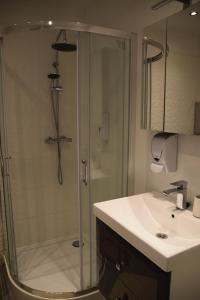 a bathroom with a shower and a sink at Apartment Tomasza 8 in Krakow