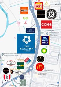 a map of the silvertip inn and restaurant at The Select Inn Gosford in Gosford
