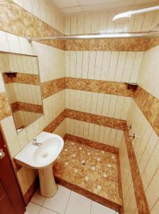 a bathroom with a toilet and a sink at Hospedaje ANDRES & COCHERA in San Antonio