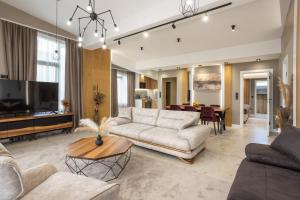 a living room with a couch and a table at Apartments Polejanov in Razlog