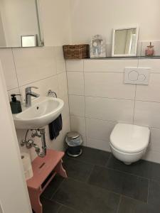a bathroom with a sink and a toilet at Warendorf 14 in Warendorf +4 photos
