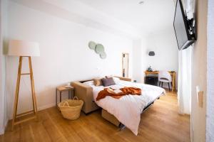 a bedroom with a bed and a television in it at Apuntadores 8 in Palma de Mallorca