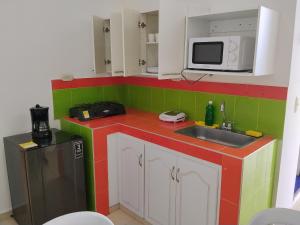 a miniature kitchen with a sink and a microwave at Apartamento Rústico Moderno in Ruiosucio +17 photos