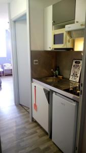 a kitchen with a sink and a counter top at Les Clés Nature Studio 41 in Moutiers-sous-Chantemerle